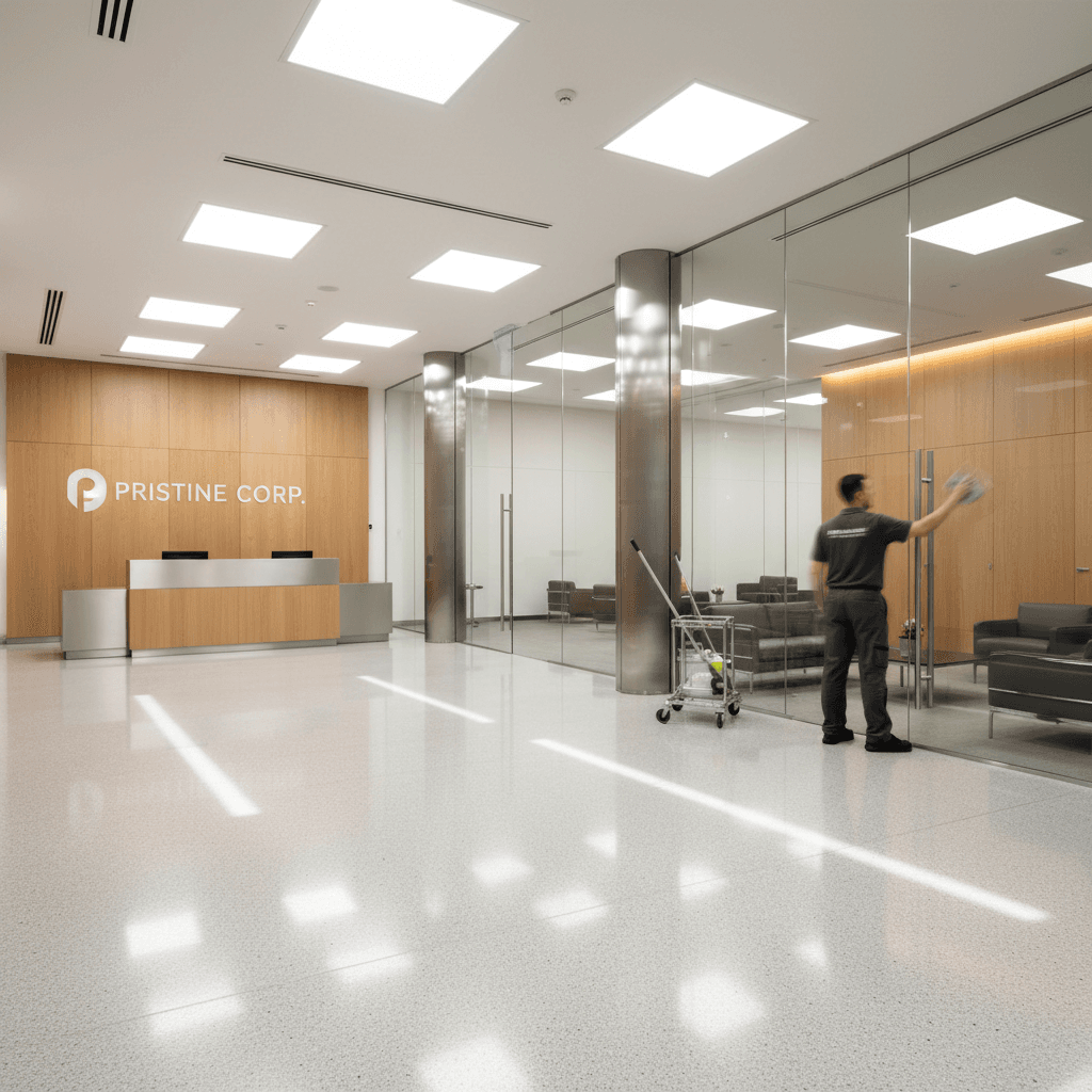 Commercial office lobby cleaning and polish